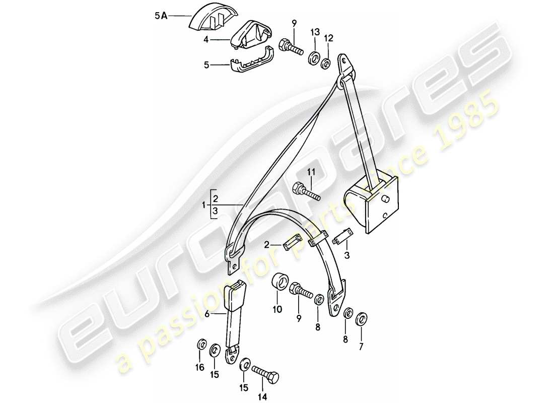 porsche 1986 (944) ceinture de sécurité schéma des pièces