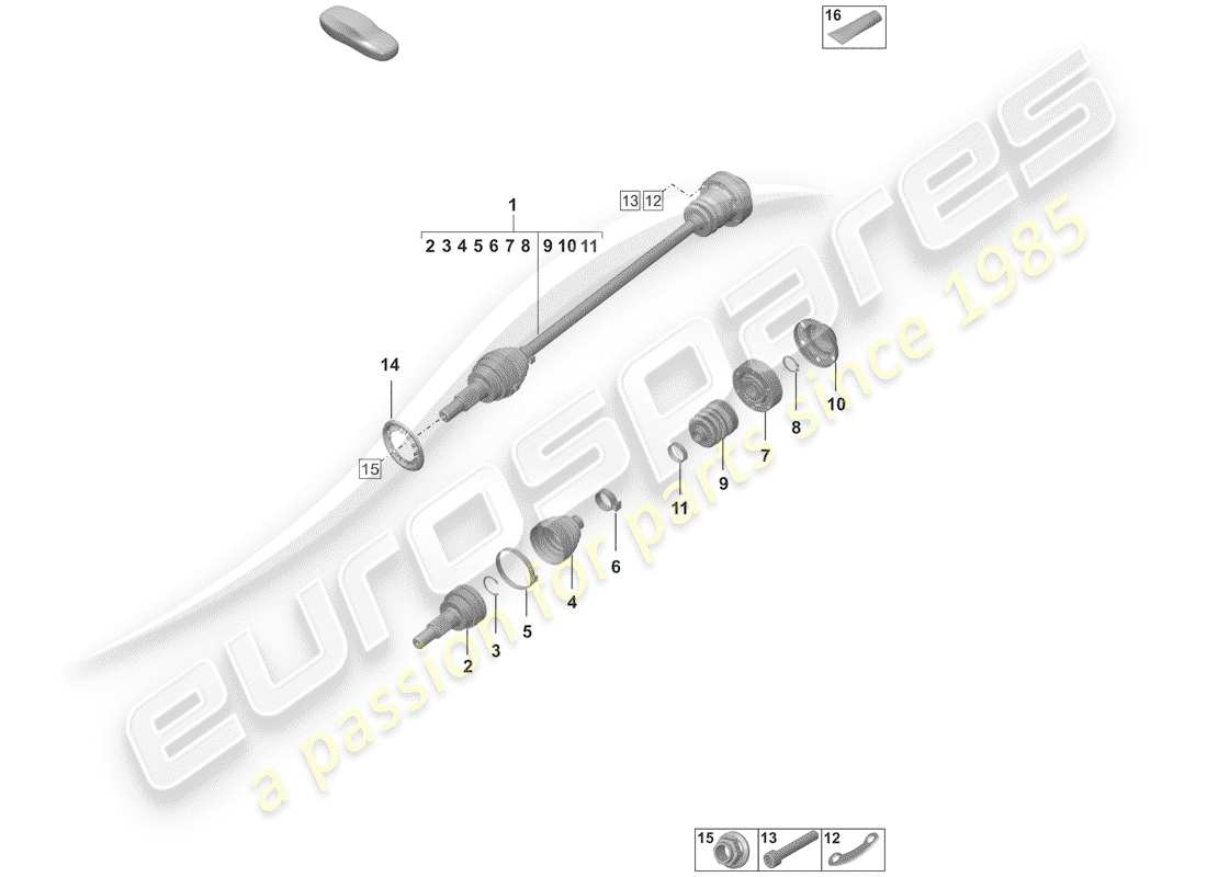 porsche 2019 (992-1) arbre de transmission schéma des pièces