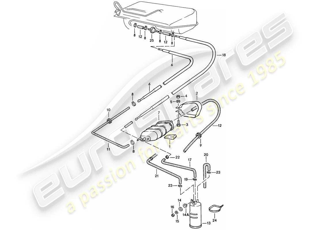 porsche 1977 (924) cartouche d'émission par évaporation schéma des pièces