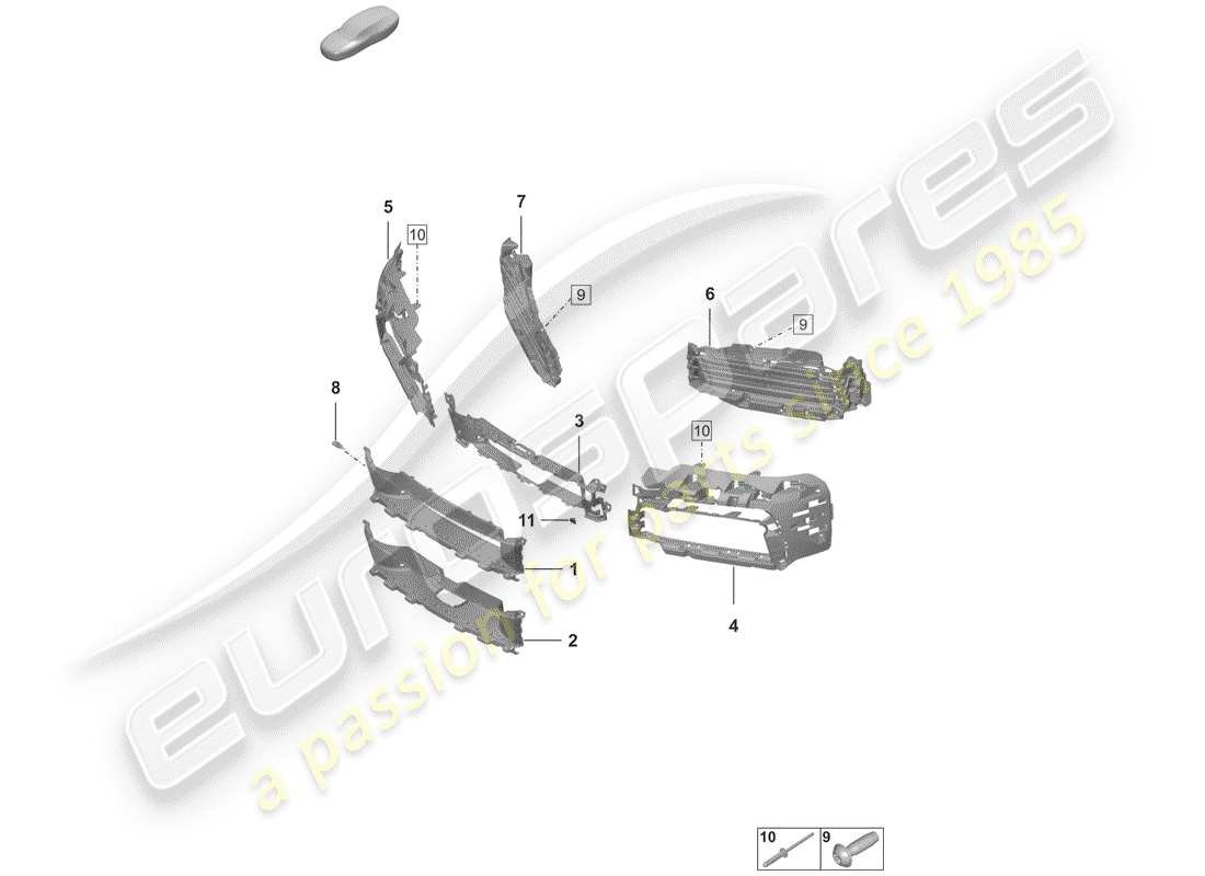 porsche 2020 (992-1) conduit d'air schéma des pièces