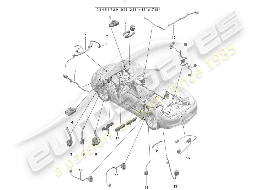porsche 2015 (981 cayman) faisceau de câblage schéma des pièces