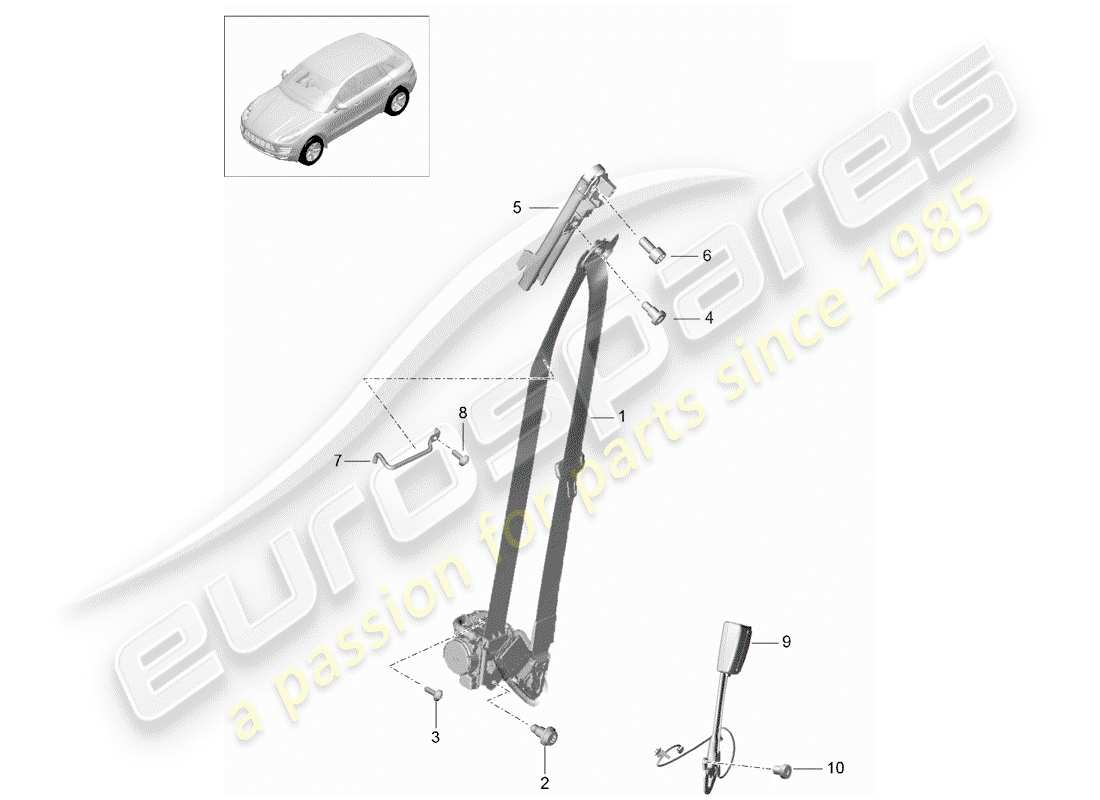 porsche 2014 (macan) ceinture de sécurité à trois points schéma des pièces