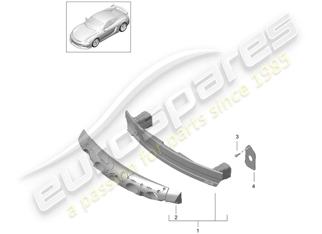 porsche 2016 (981 cayman gt4) support de pare-chocs schéma des pièces