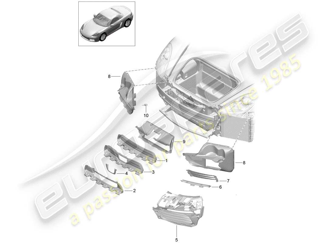 porsche 2017 (718 boxster) conduit d'air schéma des pièces