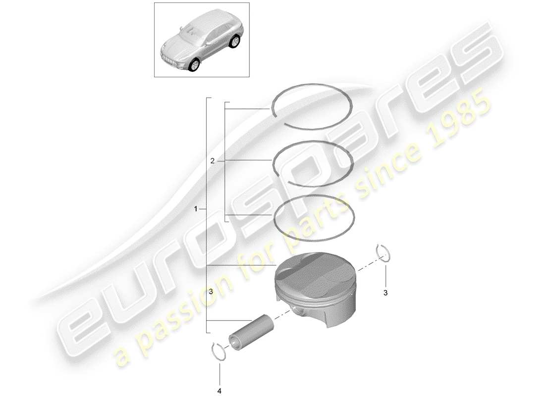 porsche 2014 (macan) schéma des pièces du piston