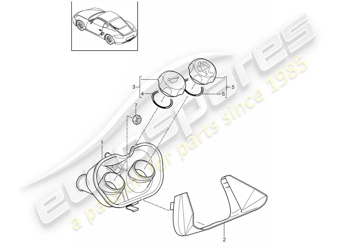 porsche 2012 (987 cayman) refroidissement par eau 4 schéma des pièces