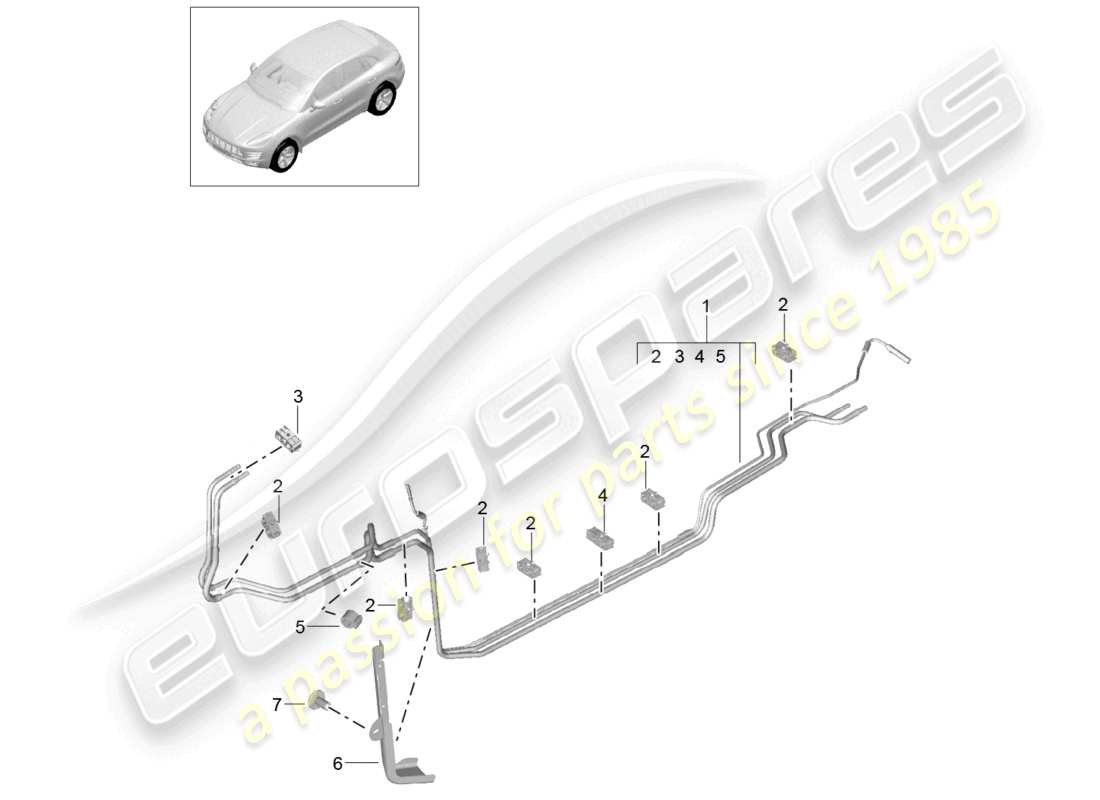 porsche 2017 (macan) système de carburant conduite de carburant soubassement schéma des pièces