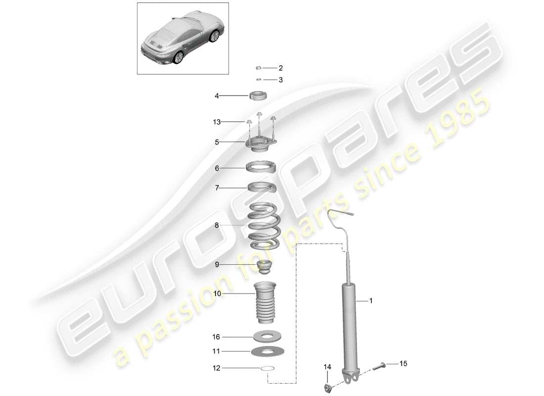 porsche 2019 (991-2 turbo) amortisseur schéma des pièces