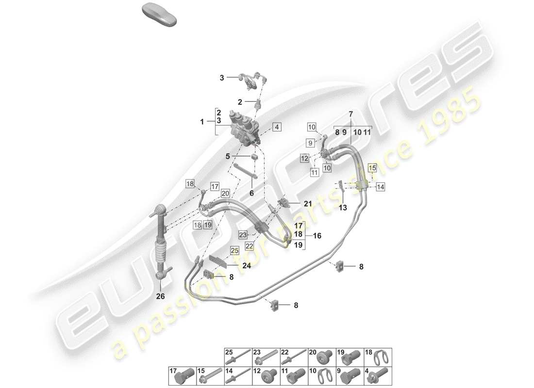 porsche 2020 (992-1) conduite hydraulique schéma des pièces
