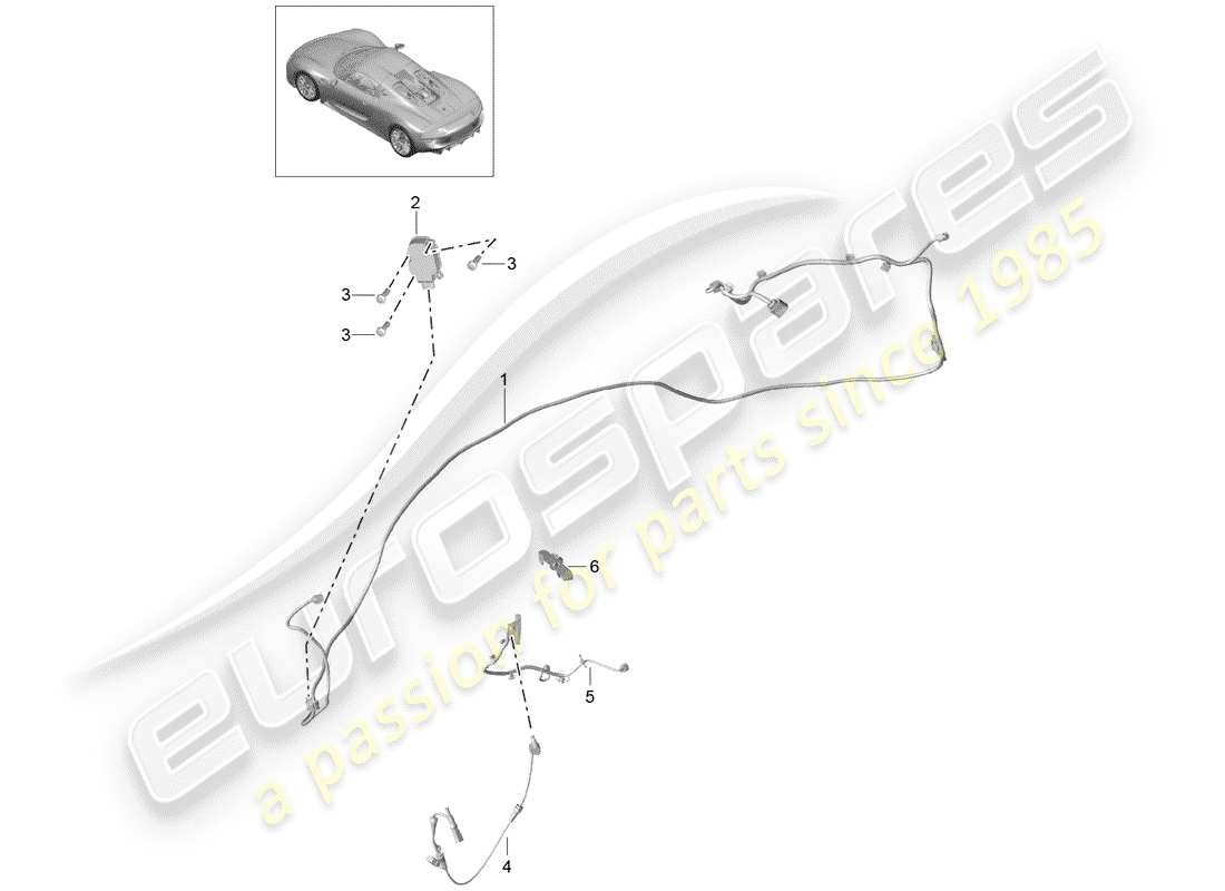 porsche 2015 (918 spyder) faisceau de câblage schéma des pièces