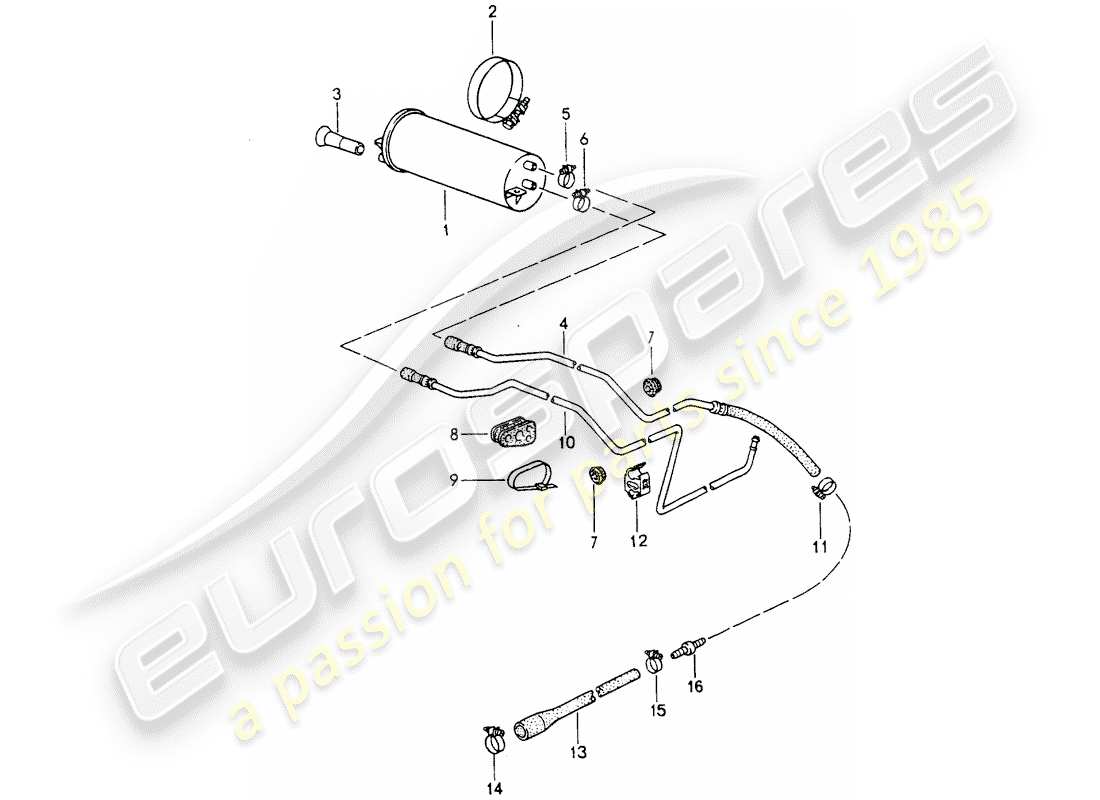 porsche 1993 (964) cartouche d'émission par évaporation schéma des pièces