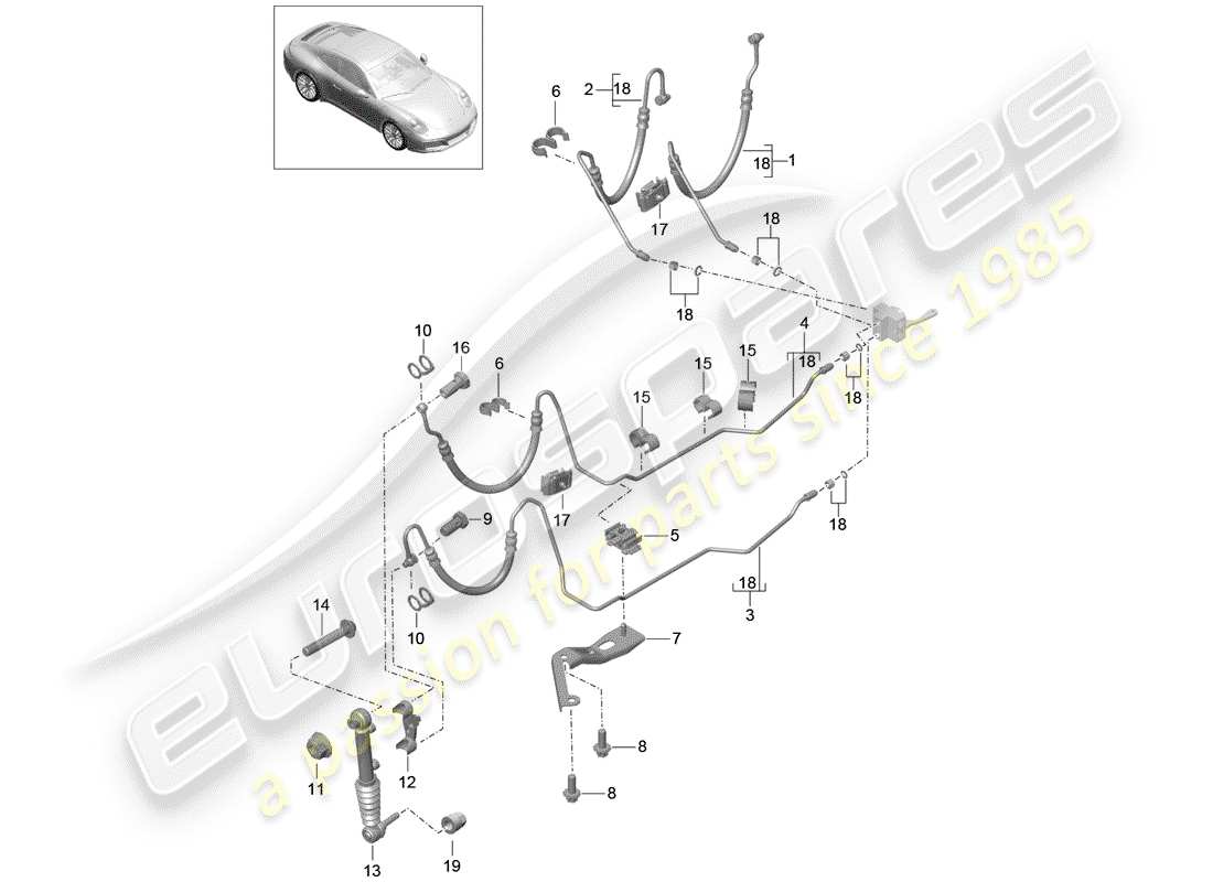 porsche 2019 (991-2) conduite hydraulique schéma des pièces