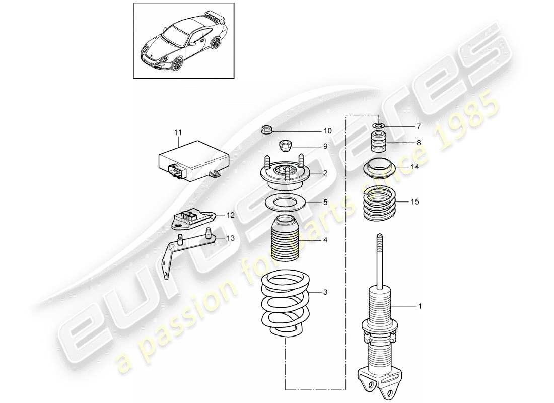 porsche 2011 (997-2 gt3) amortisseur schéma des pièces