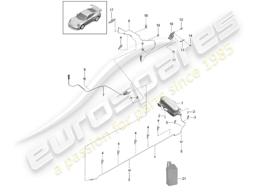porsche 2014 (991-1 r/gt3/rs) suspension adaptative schéma des pièces