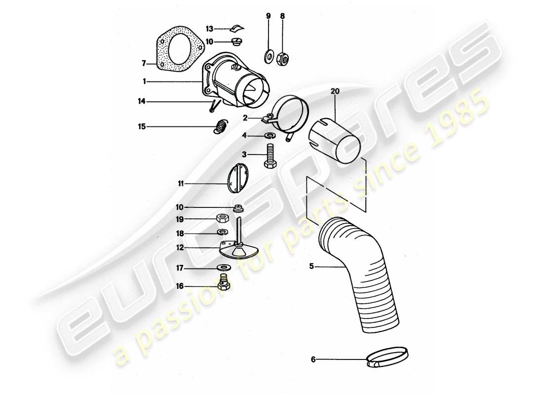 porsche 1976 (911 turbo) alimentation en air de chauffage schéma des pièces