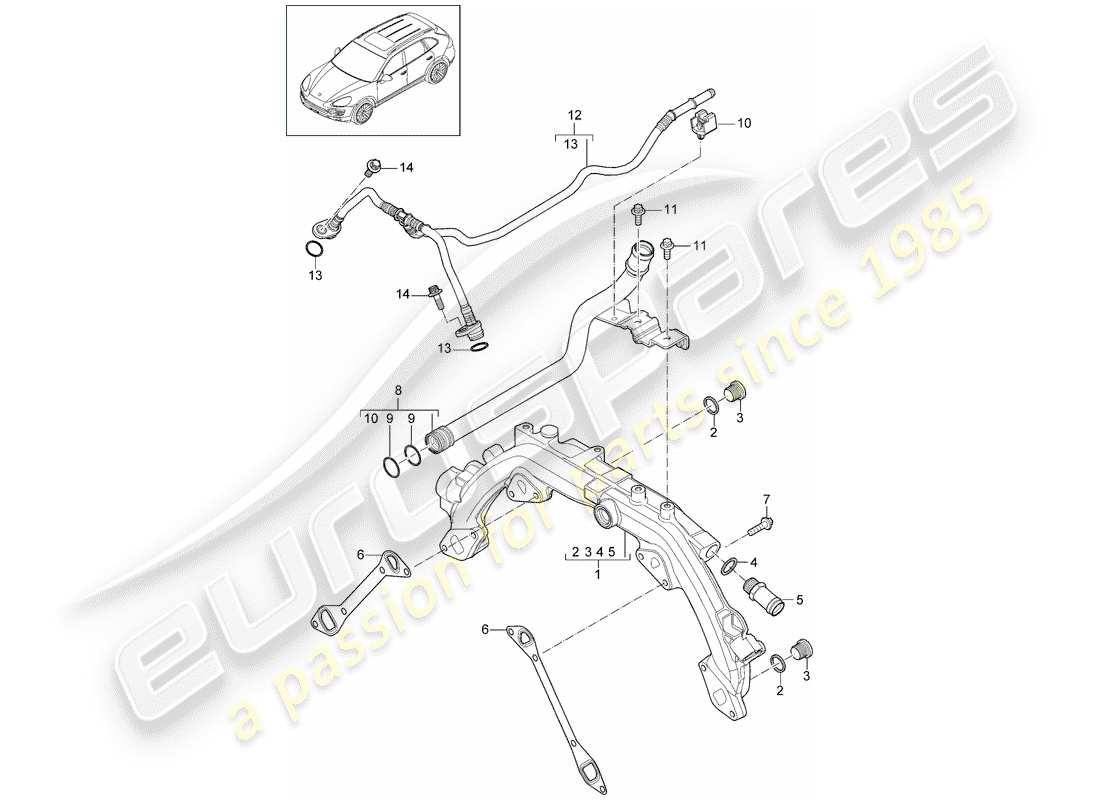 porsche 2011 (cayenne e2 92a) refroidissement par eau 1 schéma des pièces