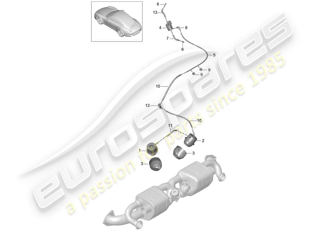 porsche 2014 (991-1) système d'échappement schéma des pièces