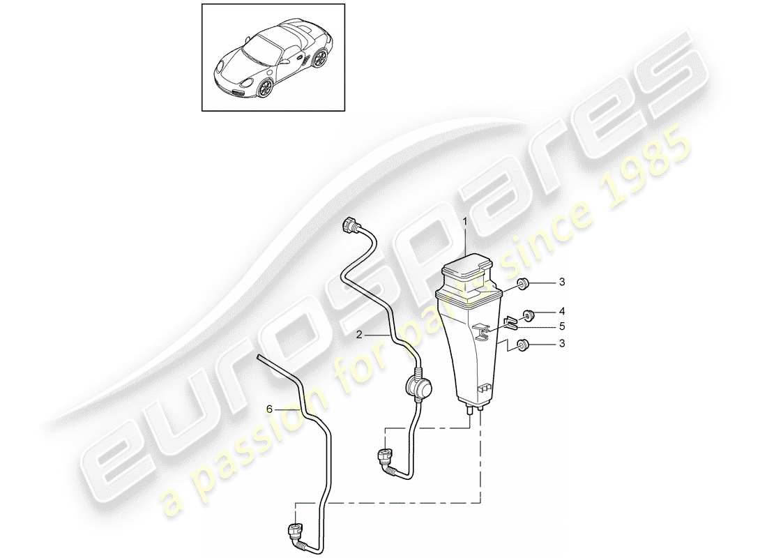 porsche 2011 (987 boxster) schéma des pièces du réservoir d'émission par évaporation