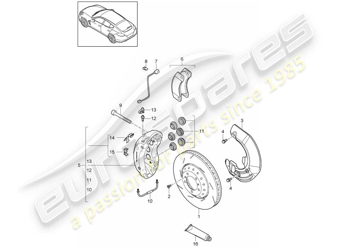 porsche 2016 (panamera 970) freins à disque schéma des pièces