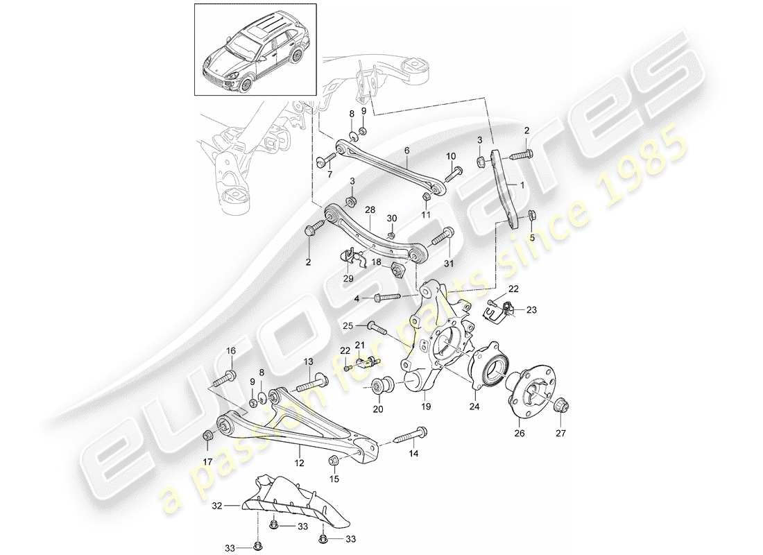 porsche 2013 (cayenne e2 92a) essieu arrière schéma des pièces