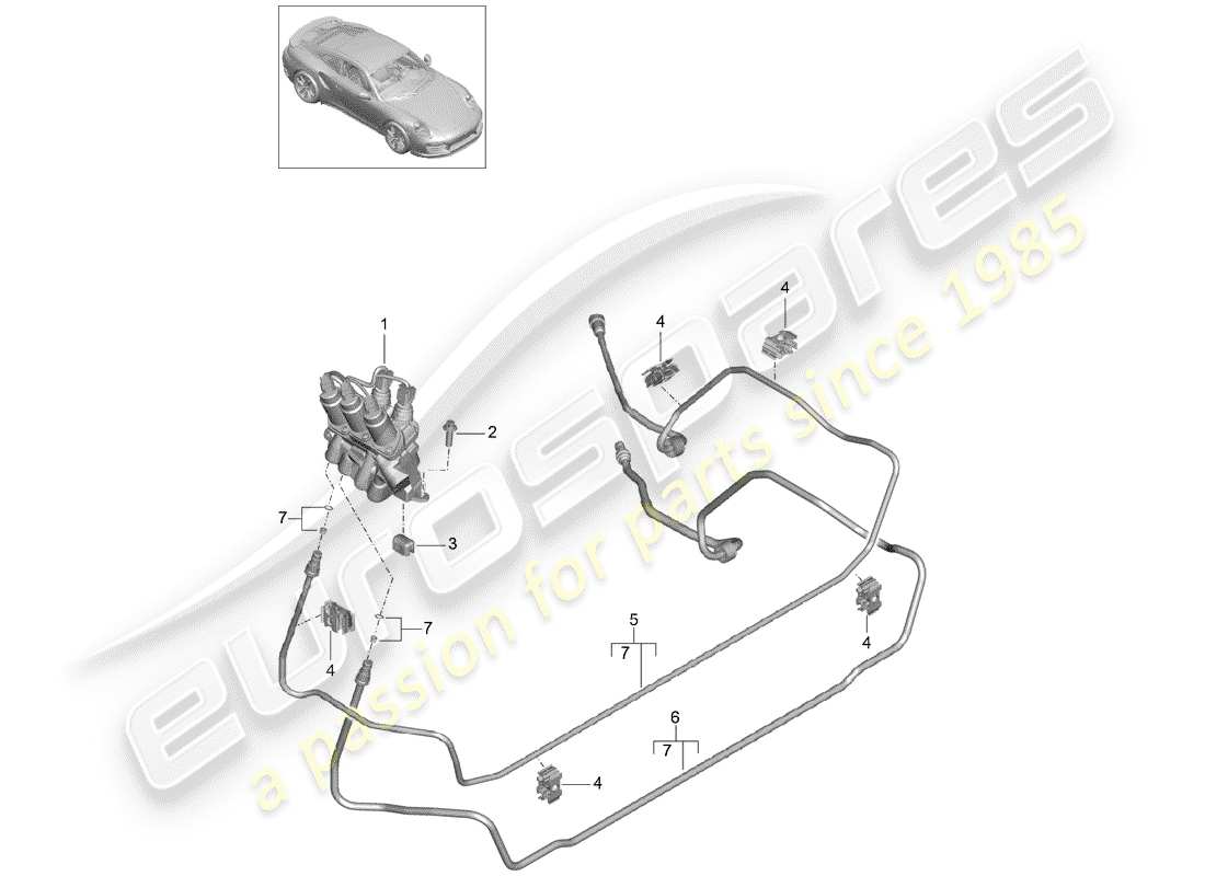 porsche 2017 (991-2 turbo) conduite hydraulique schéma des pièces