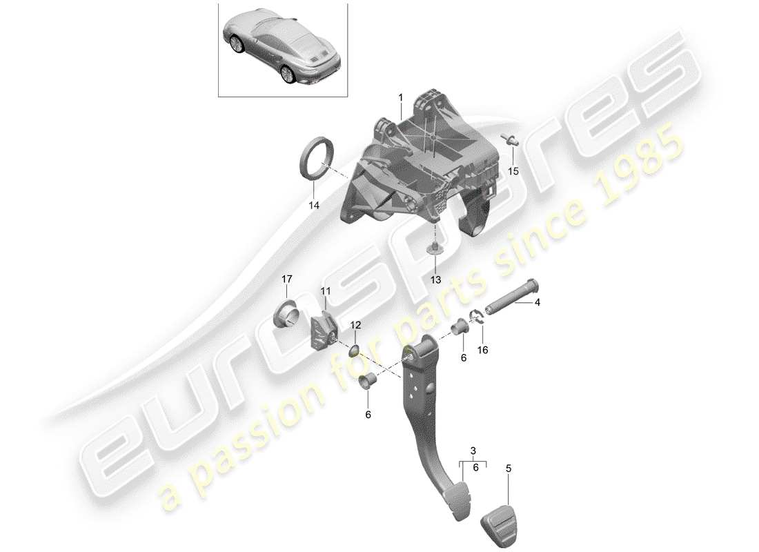 porsche 2014 (991-1 turbo) frein et acc. assemblage de la pédale schéma des pièces