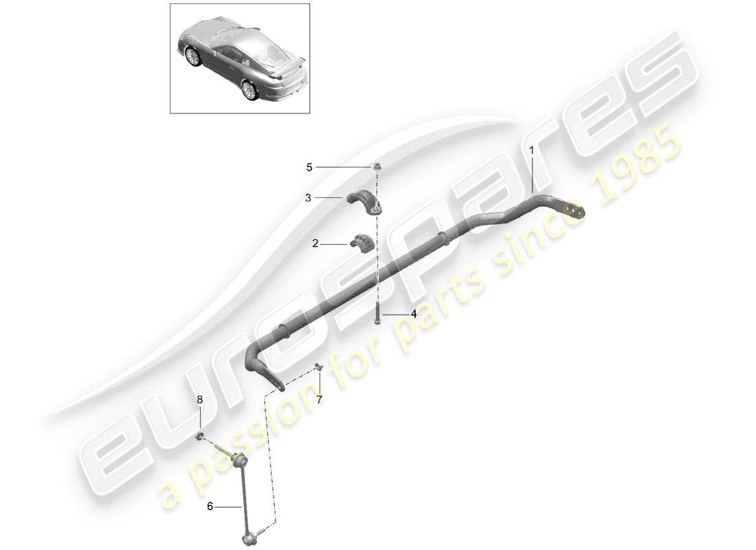 porsche 2020 (991-2 r/gt3/rs) stabilisateur schéma des pièces