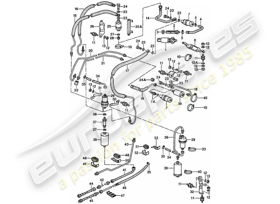 porsche 1980 (928) système de carburant schéma des pièces