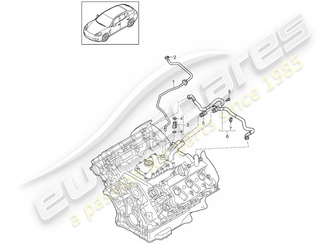 porsche 2013 (panamera 970) ligne de reniflard schéma des pièces