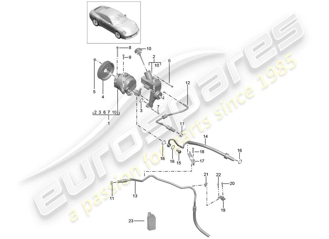 porsche 2019 (991-2) ligne hydraulique schéma des pièces