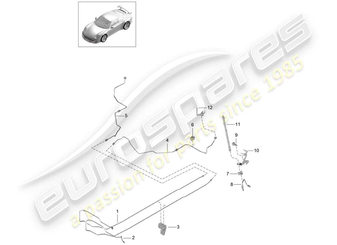 porsche 2015 (991-1 r/gt3/rs) conduite de frein schéma des pièces