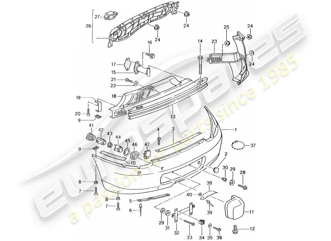 porsche 2004 (986 boxster) schéma des pièces du pare-choc