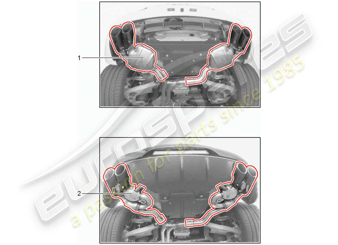 porsche 2014 (tequipment macan) système d'échappement schéma des pièces