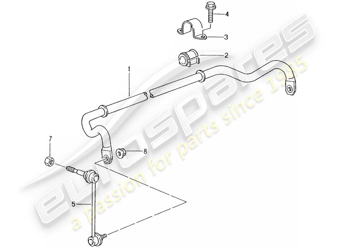 porsche 2004 (986 boxster) schéma des pièces du stabilisateur