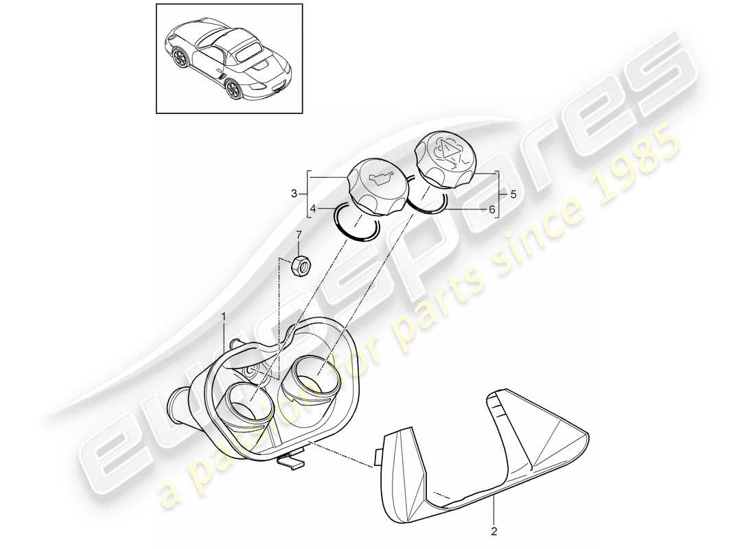 porsche 2009 (987 boxster) refroidissement par eau 4 schéma des pièces