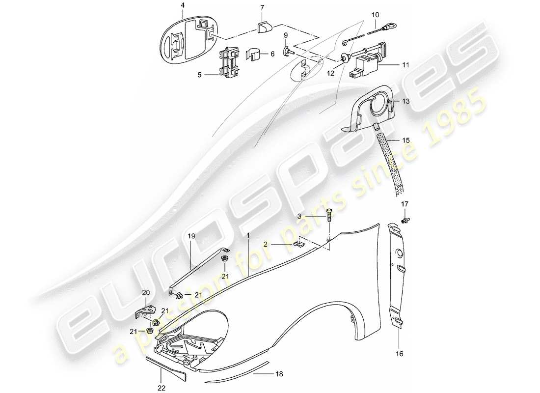 porsche 2005 (996) aile schéma des pièces