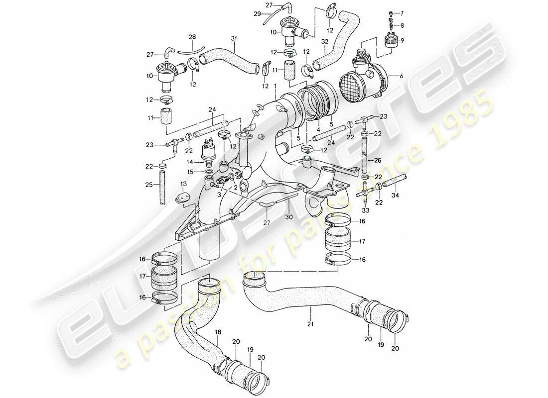 porsche 1998 (993) turbochargement schéma des pièces