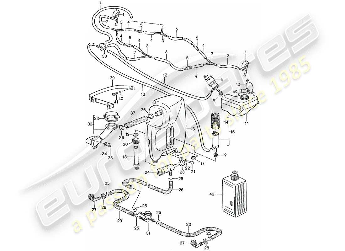 porsche 1990 (928) bloc rondelle -glace - système lave rondelle - lave-glace intensif rondelle des pièces