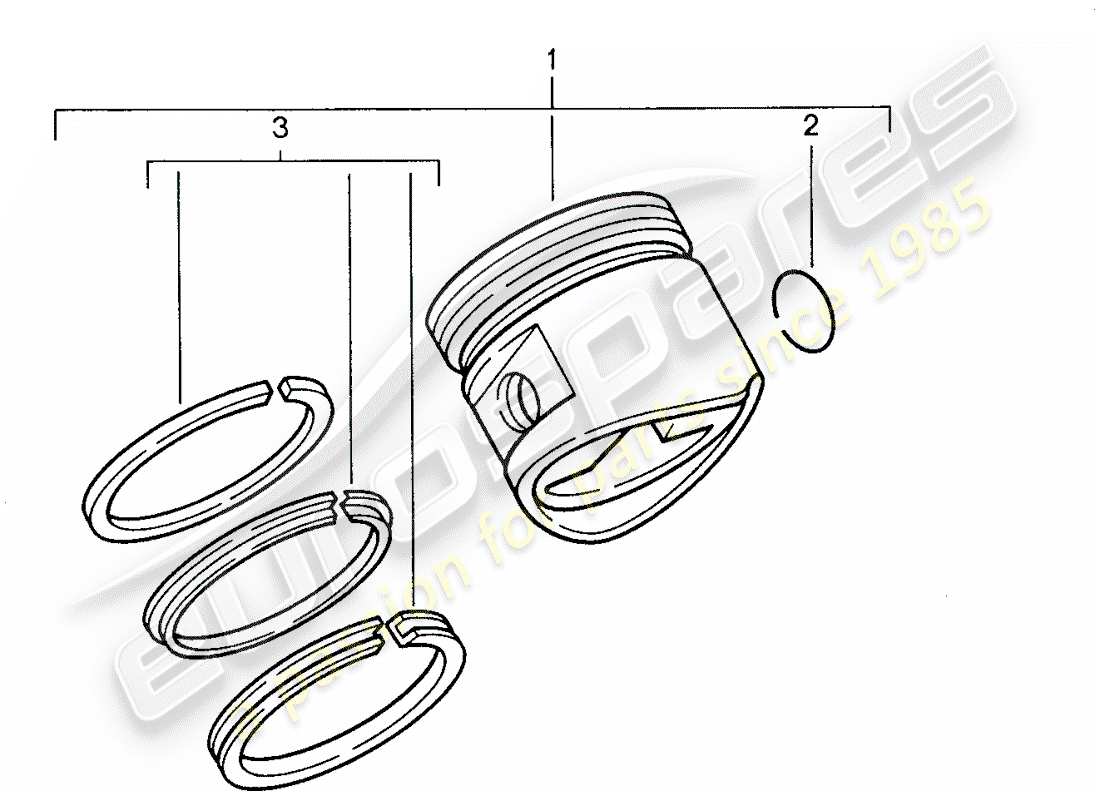 porsche 1987 (928) piston - segments de piston schéma des pièces