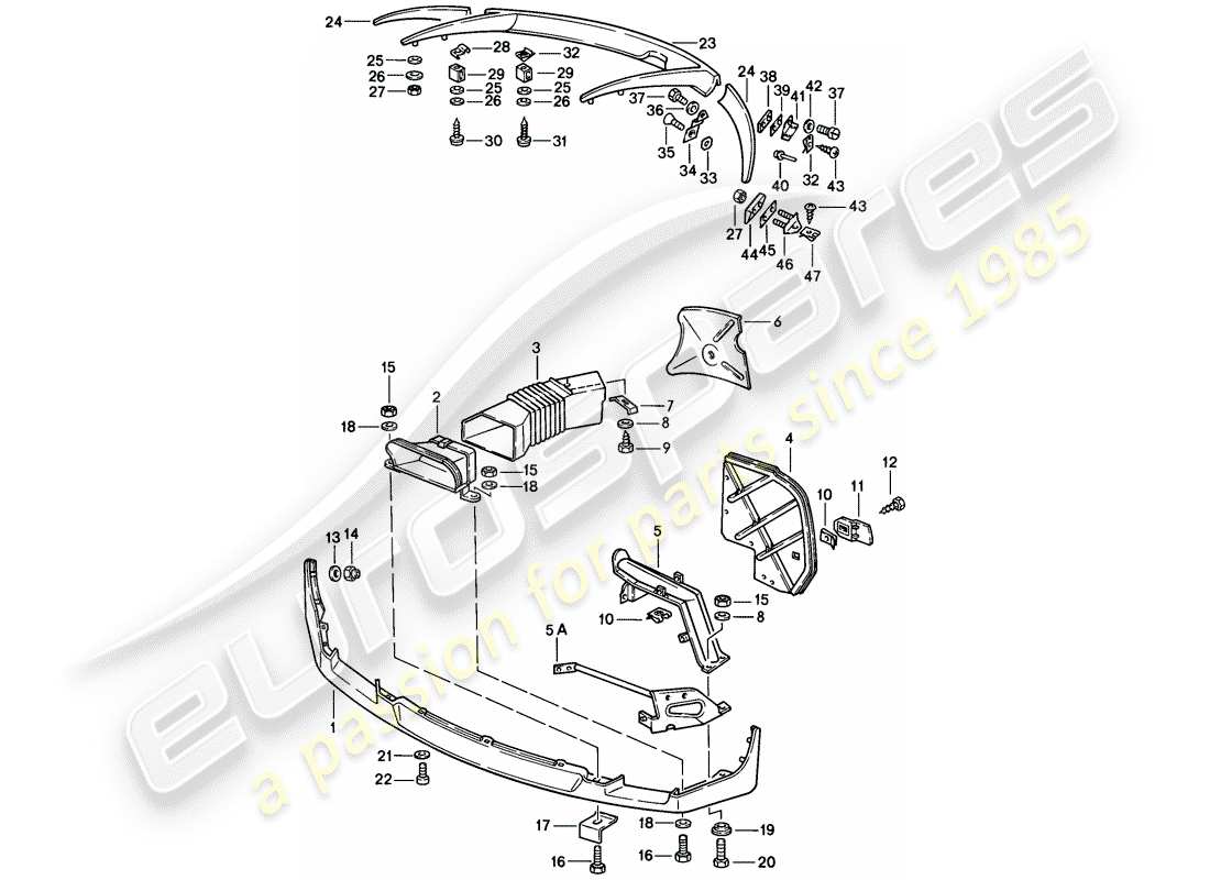 porsche 1983 (928) schéma des pièces du spoiler