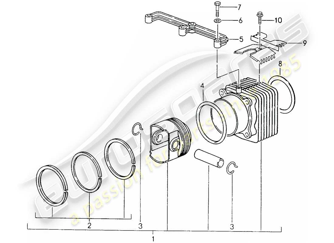 porsche 1998 (993) cylindre à pistons schéma des pièces