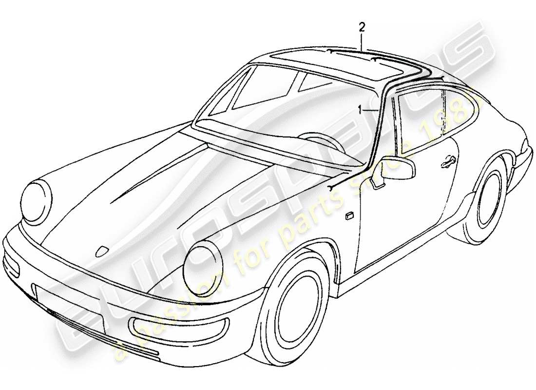 porsche 1989 (964) faisceau de câblage - habitacle passagers schéma des pièces