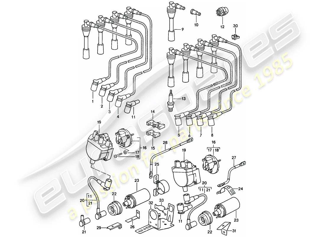 porsche 1985 (928) électrique du moteur schéma des pièces