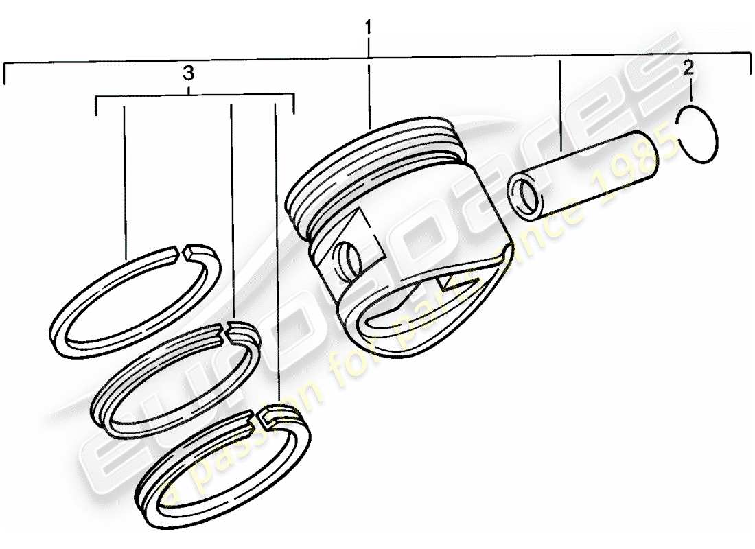 porsche 1988 (944) piston - segments de piston schéma des pièces