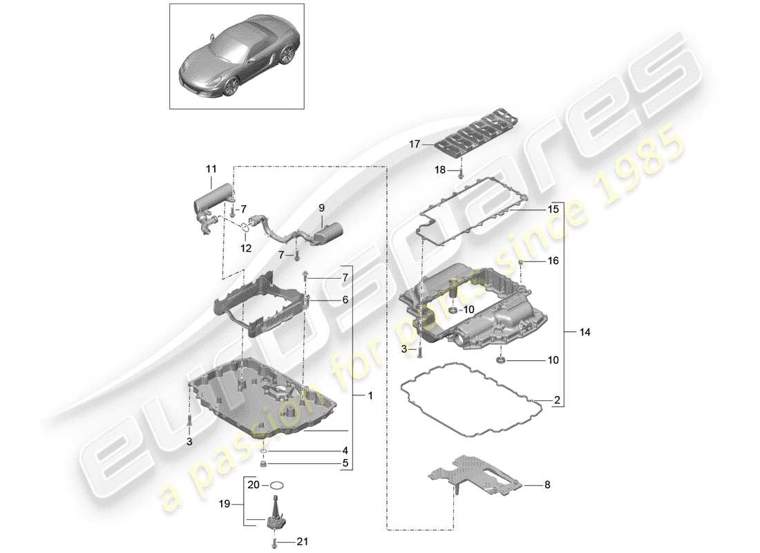 porsche 2013 (981 boxster) carter d'huile schéma des pièces