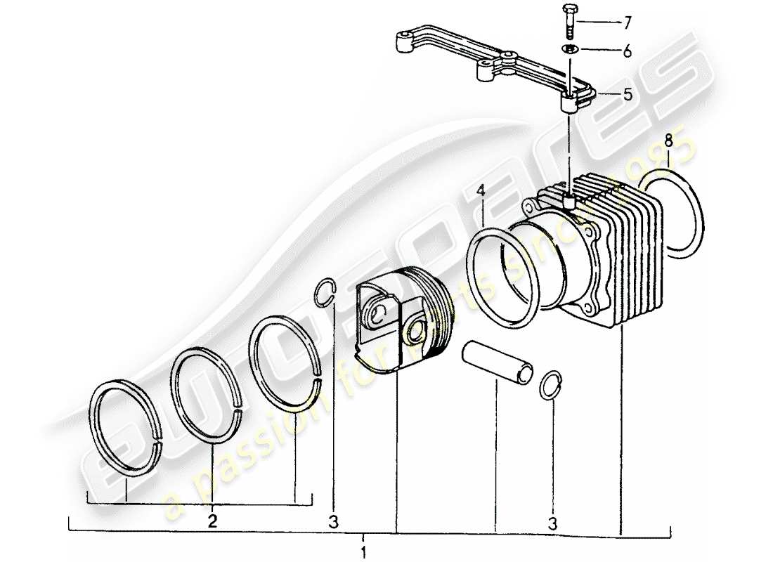 porsche 1993 (964) cylindre à pistons schéma des pièces