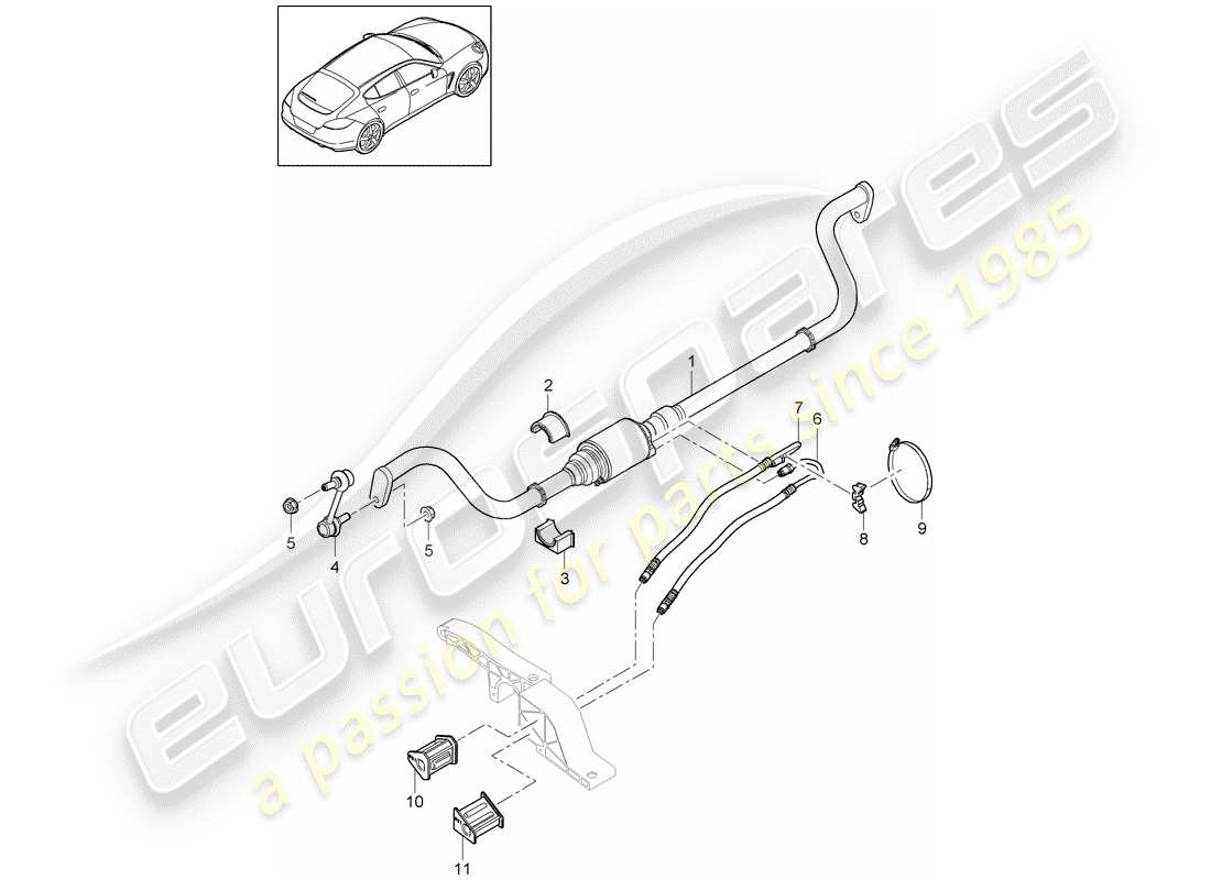 porsche 2015 (panamera 970) schéma des pièces du stabilisateur