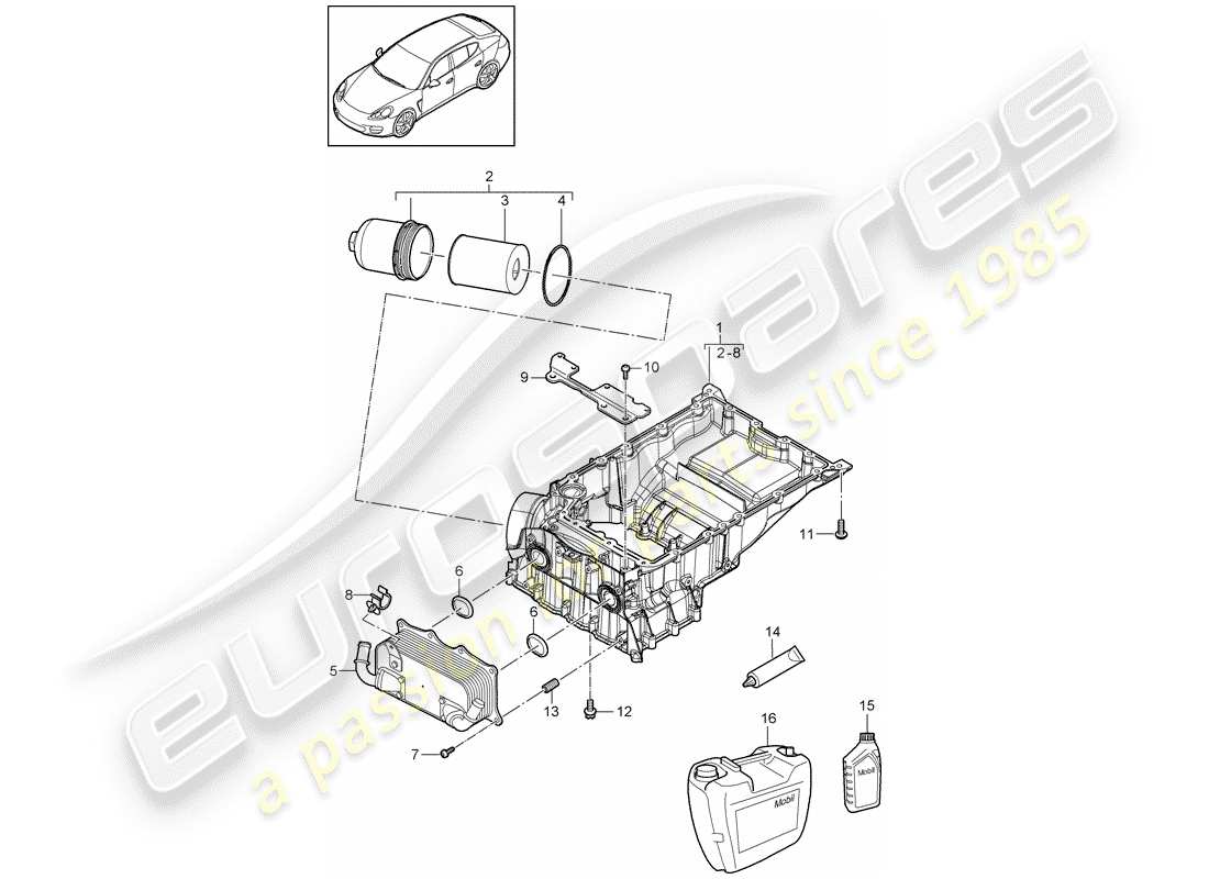 porsche 2016 (panamera 970) boîtier conducteur d'huile schéma des pièces