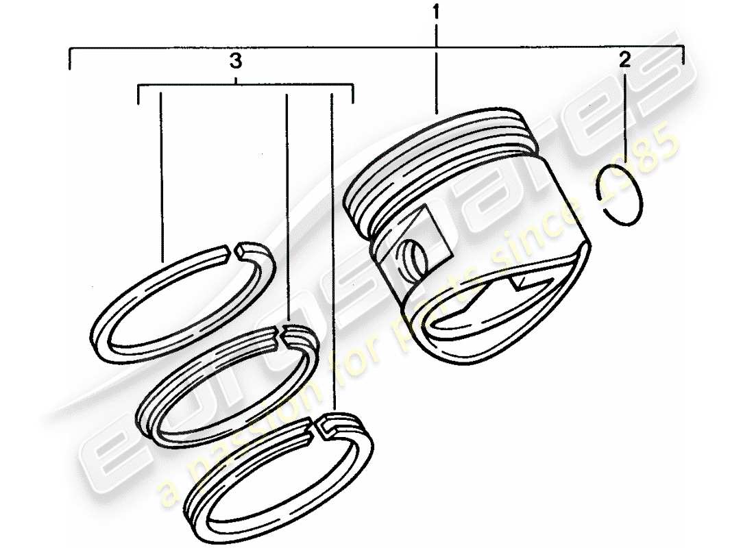 porsche 1992 (928) piston - segments de piston schéma des pièces