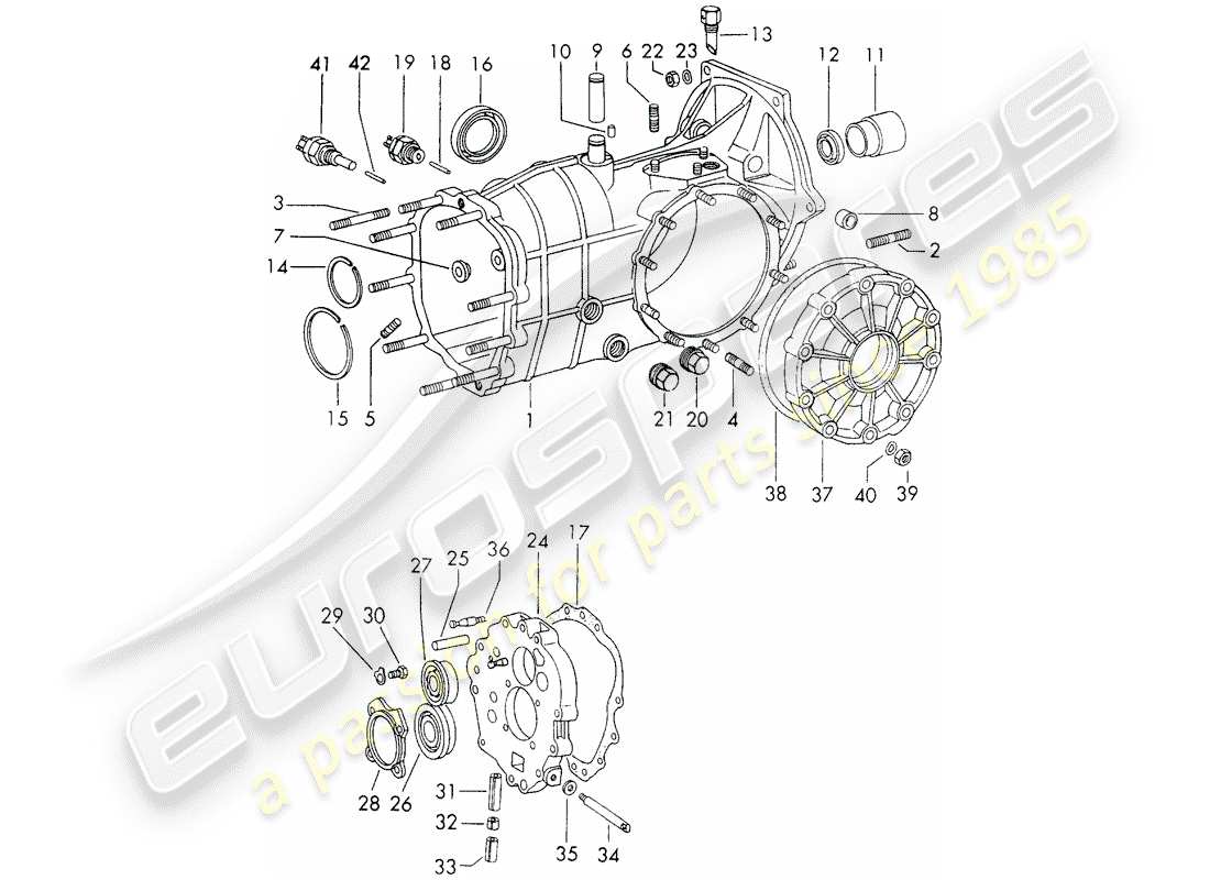 porsche 1971 (911) carter de transmission - sportomatic - d >> - mj 1971 schéma des pièces